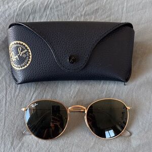 Ray-Ban Gold Frame Sunglasses with Black Lenses